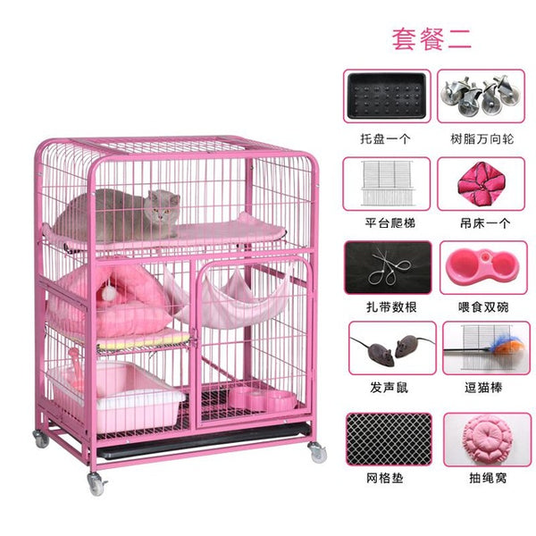 Cat cage villa multi-layer cat litter home indoor large cat small pet cat cage