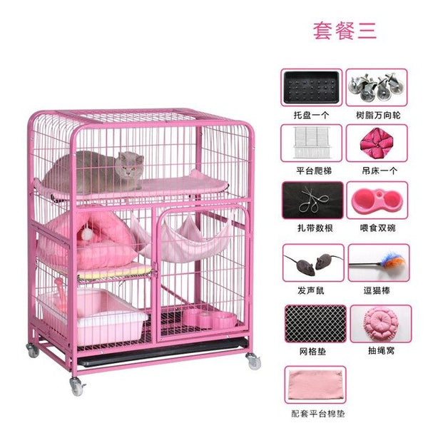 Cat cage villa multi-layer cat litter home indoor large cat small pet cat cage