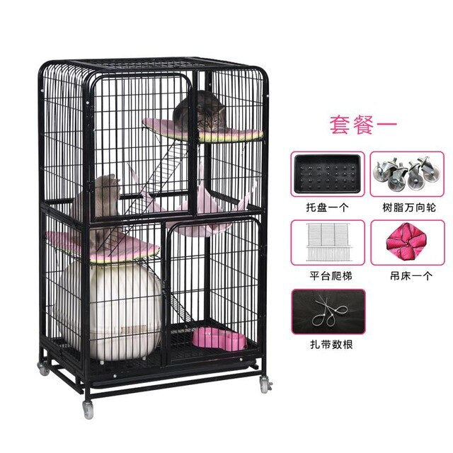Cat cage villa multi-layer cat litter home indoor large cat small pet cat cage