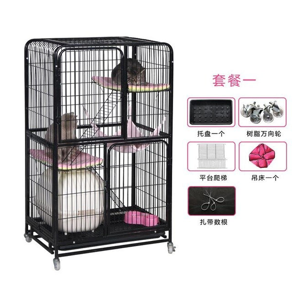 Cat cage villa multi-layer cat litter home indoor large cat small pet cat cage
