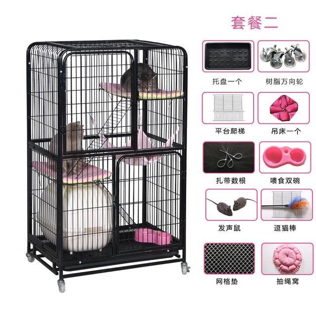 Cat cage villa multi-layer cat litter home indoor large cat small pet cat cage