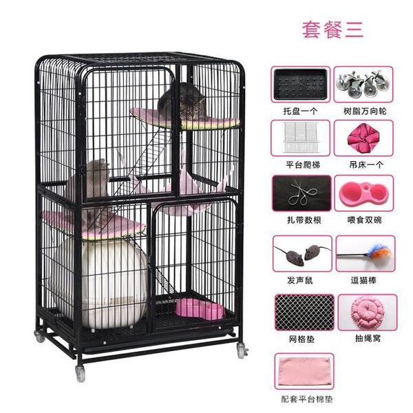 Cat cage villa multi-layer cat litter home indoor large cat small pet cat cage