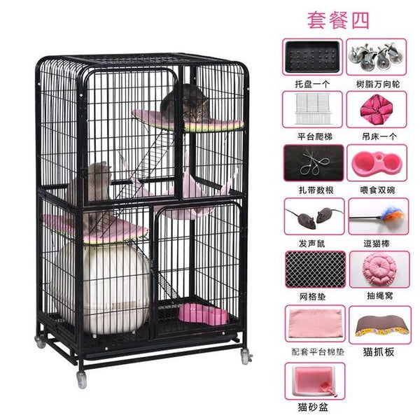 Cat cage villa multi-layer cat litter home indoor large cat small pet cat cage