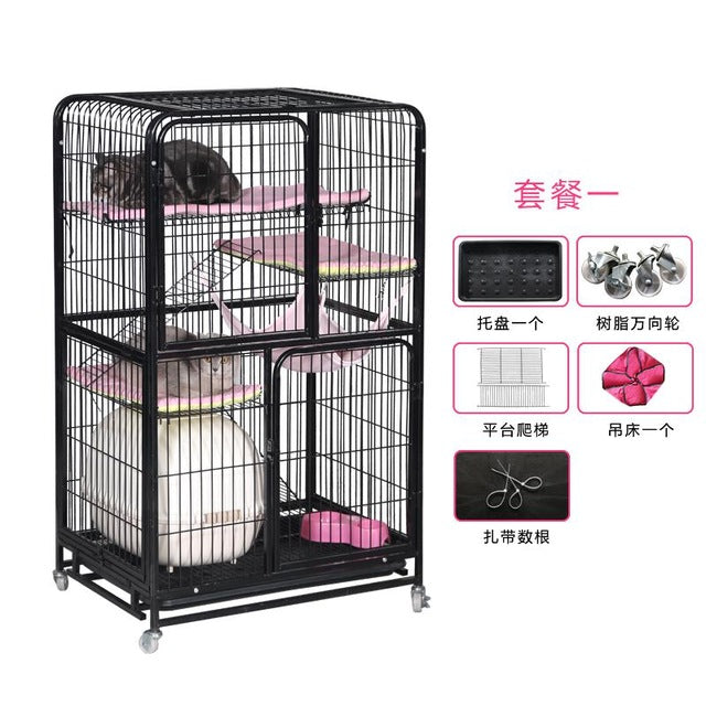 Cat cage villa multi-layer cat litter home indoor large cat small pet cat cage