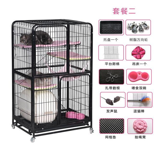 Cat cage villa multi-layer cat litter home indoor large cat small pet cat cage