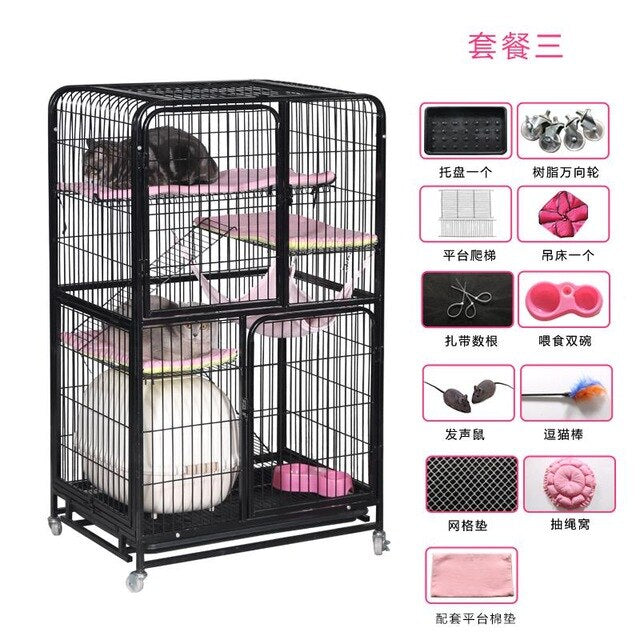 Cat cage villa multi-layer cat litter home indoor large cat small pet cat cage