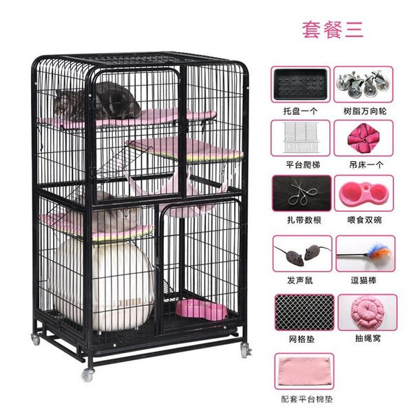Cat cage villa multi-layer cat litter home indoor large cat small pet cat cage