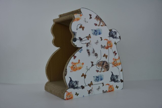 Cat scratch board-corrugated paper cat play board-cat nest cat house cat bowl-big belly cat-elegant white