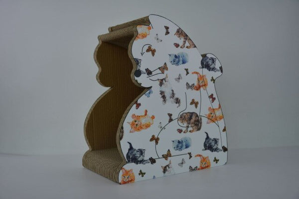 Cat scratch board-corrugated paper cat play board-cat nest cat house cat bowl-big belly cat-elegant white