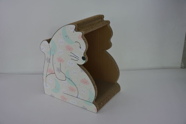 Cat scratch board-corrugated paper cat play board-cat nest cat house cat bowl-big belly cat-elegant white