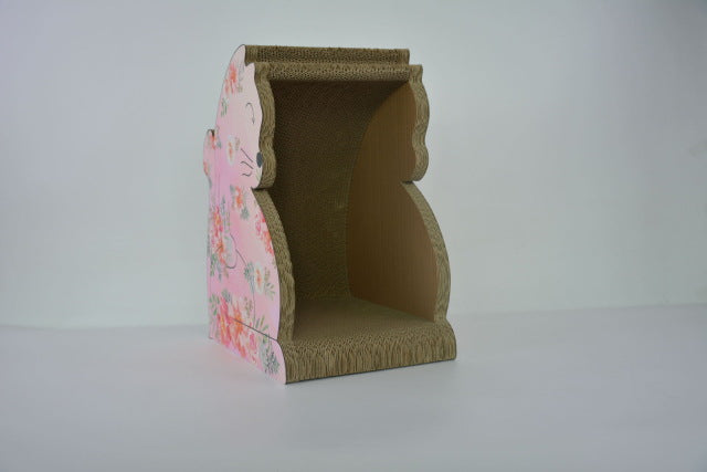 Cat scratch board-corrugated paper cat play board-cat nest cat house cat bowl-big belly cat-elegant white