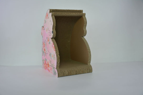 Cat scratch board-corrugated paper cat play board-cat nest cat house cat bowl-big belly cat-elegant white