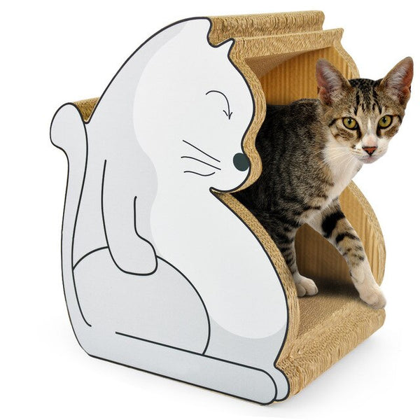 Cat scratch board-corrugated paper cat play board-cat nest cat house cat bowl-big belly cat-elegant white