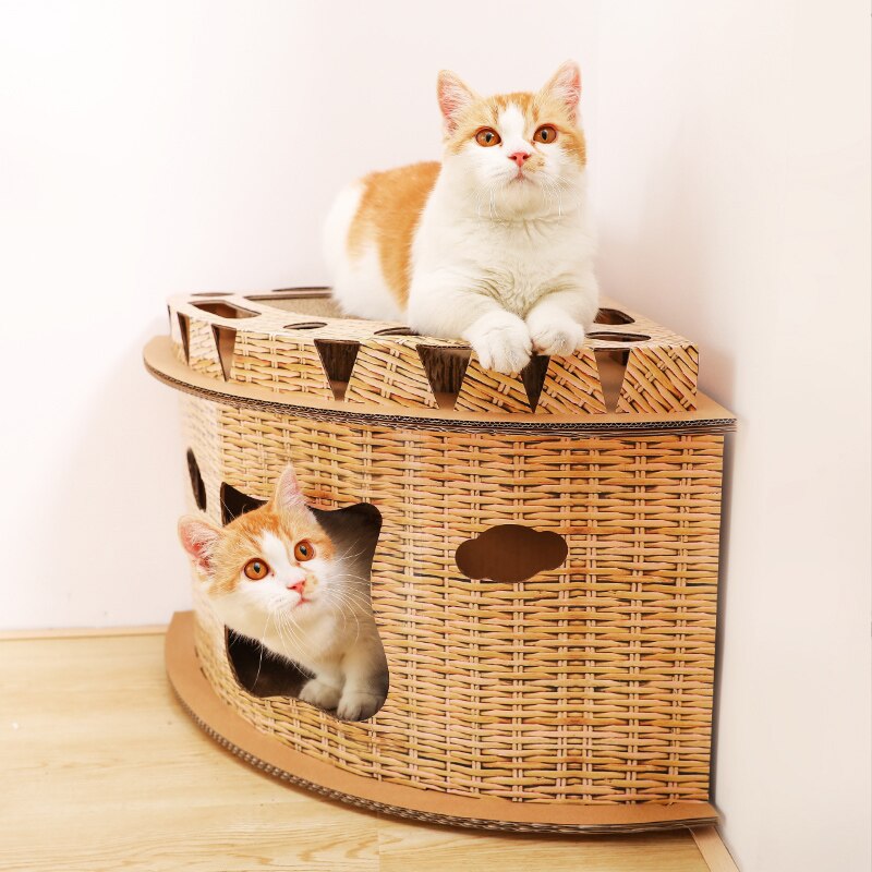 Corner cat scratch board claw grinder litter corrugated paper wear-resistant carton cat scratch box toy cat cushion cat house