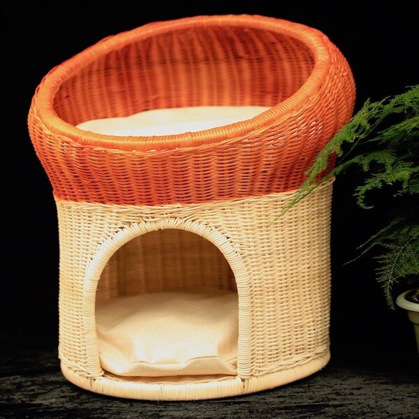 cat house cat bed pet house hand made 100% natural rattan