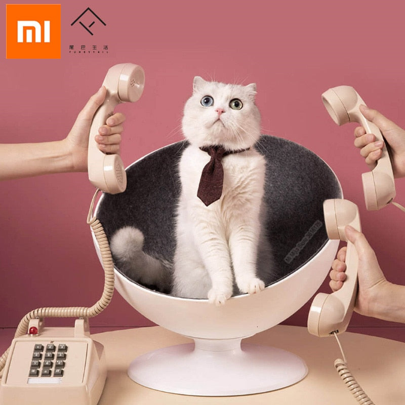 Xiaomi Cat Beds & Mat Pet House Cat Boss Rotational Interaction Cat House Sleeping Funny Pet Bed Fiber Material Cat Supplies