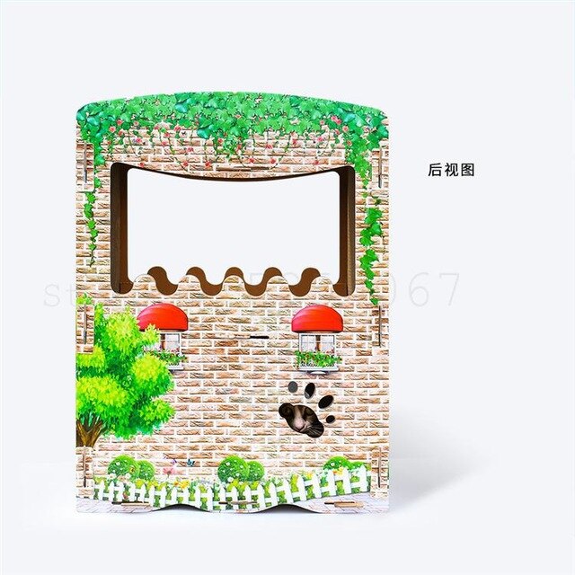 Cat Double Cat House Villa Villa's Cat Scratch Board Grinding Claws, Large Corrugated Cat Litter