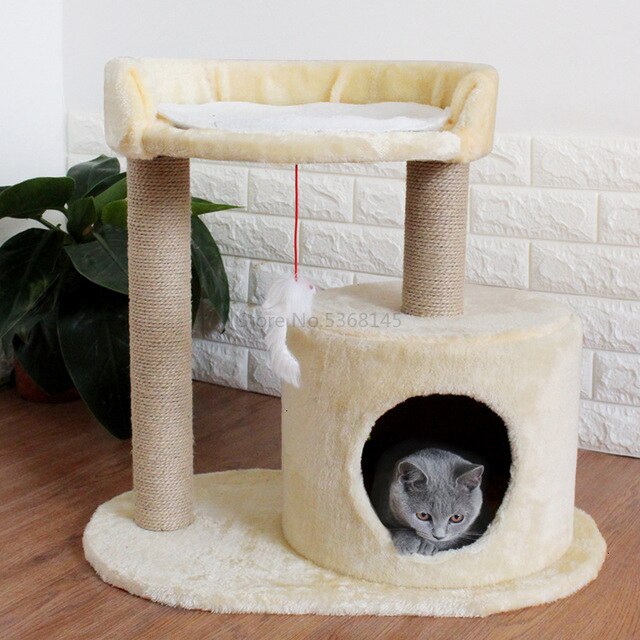 Cat Supplies Four Seasons Cat Crawlcat Nest Cat Tree Solid Wood One Small Cat Rack Holding Column Board with Nest Jump Cat House
