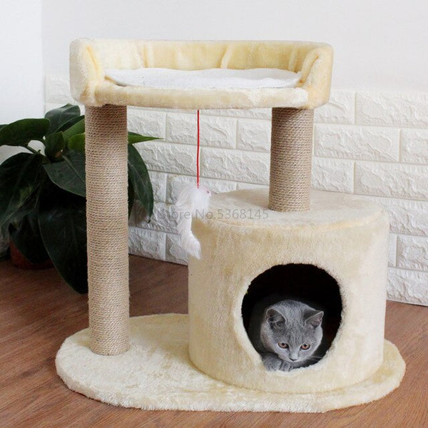 Cat Supplies Four Seasons Cat Crawlcat Nest Cat Tree Solid Wood One Small Cat Rack Holding Column Board with Nest Jump Cat House