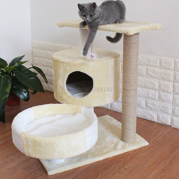Cat Supplies Four Seasons Cat Crawlcat Nest Cat Tree Solid Wood One Small Cat Rack Holding Column Board with Nest Jump Cat House