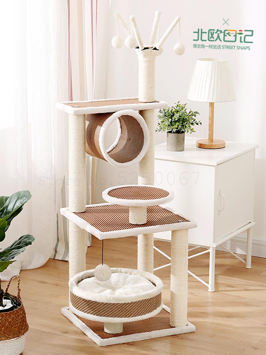Cat Climbing Frame Exit Small Sisal Cat Climbing Frame Cat House Cat Tree Solid Wood Cat Jumping Platform Cat Grab Board Deluxe