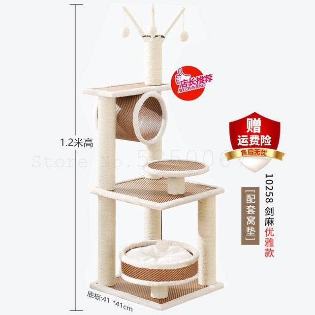 Cat Climbing Frame Exit Small Sisal Cat Climbing Frame Cat House Cat Tree Solid Wood Cat Jumping Platform Cat Grab Board Deluxe