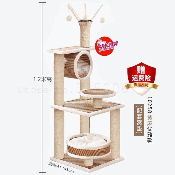 Cat Climbing Frame Exit Small Sisal Cat Climbing Frame Cat House Cat Tree Solid Wood Cat Jumping Platform Cat Grab Board Deluxe