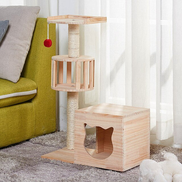 Solid Wood Cat Climb Frame Sisal Cat Nest Cat House Cat Tree Cat Catch Board Cat Grab Pillar Cat Toy