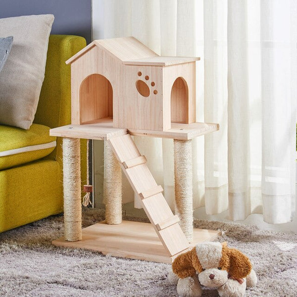 Solid Wood Cat Climb Frame Sisal Cat Nest Cat House Cat Tree Cat Catch Board Cat Grab Pillar Cat Toy