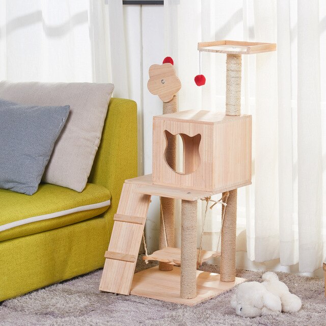 Solid Wood Cat Climb Frame Sisal Cat Nest Cat House Cat Tree Cat Catch Board Cat Grab Pillar Cat Toy