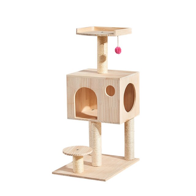 Solid Wood Cat Climb Frame Sisal Cat Nest Cat House Cat Tree Cat Catch Board Cat Grab Pillar Cat Toy