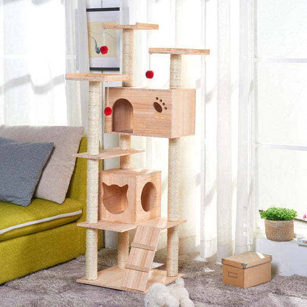 Solid Wood Cat Climb Frame Sisal Cat Nest Cat House Cat Tree Cat Catch Board Cat Grab Pillar Cat Toy