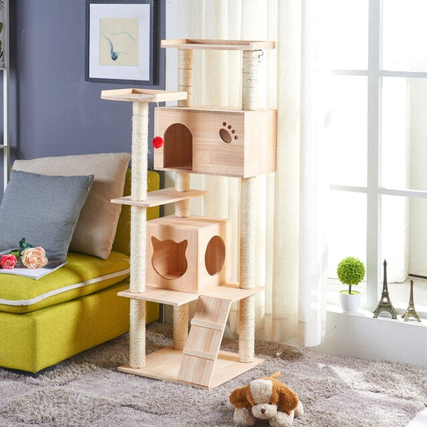 Solid Wood Cat Climb Frame Sisal Cat Nest Cat House Cat Tree Cat Catch Board Cat Grab Pillar Cat Toy