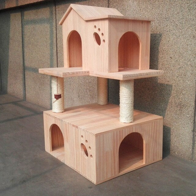 Solid Wood Cat Climb Frame Sisal Cat Nest Cat House Cat Tree Cat Catch Board Cat Grab Pillar Cat Toy