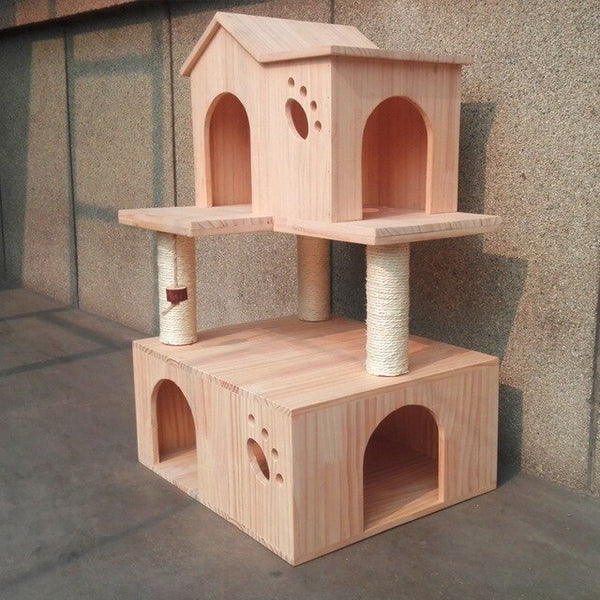 Solid Wood Cat Climb Frame Sisal Cat Nest Cat House Cat Tree Cat Catch Board Cat Grab Pillar Cat Toy