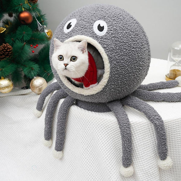 HobbyLane Home Creative Octopus Shape Cat Deep Sleep House Stuffed Plush Cat Jumping Climbing Play Toy