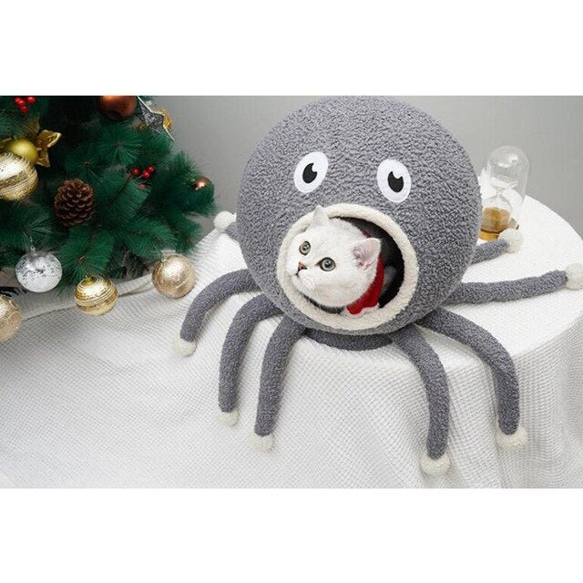 HobbyLane Home Creative Octopus Shape Cat Deep Sleep House Stuffed Plush Cat Jumping Climbing Play Toy