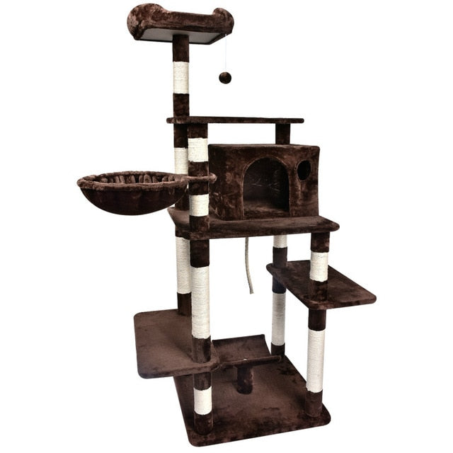 170CM Cat Tree House with Hanging Ball Cat Scratching Post Cat Condo Cat Tower Cat Tree Board Condo Furniture