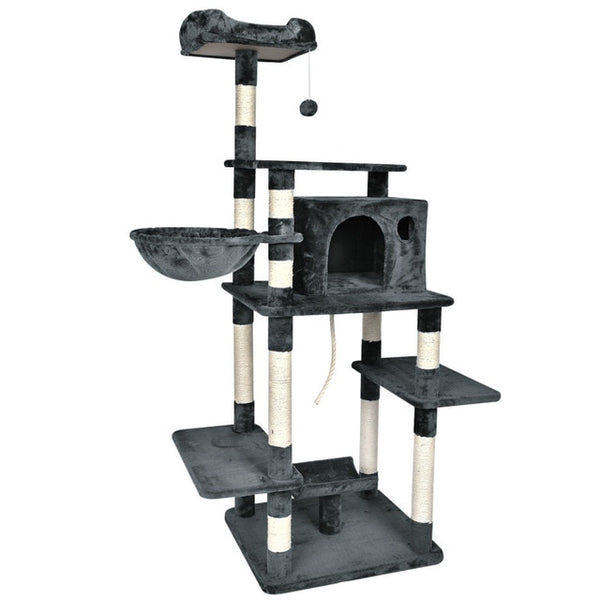 170CM Cat Tree House with Hanging Ball Cat Scratching Post Cat Condo Cat Tower Cat Tree Board Condo Furniture