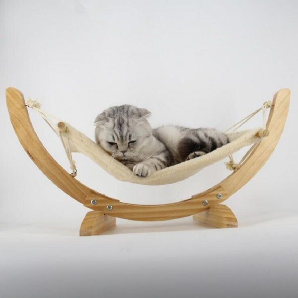 Natural Wooden Handmade Cat Bed Cat Hammock Cradle Mat Swing Dog Bed Puppy Blanket Pet Bed Pet Product Cat Toy Sleeping Hammock