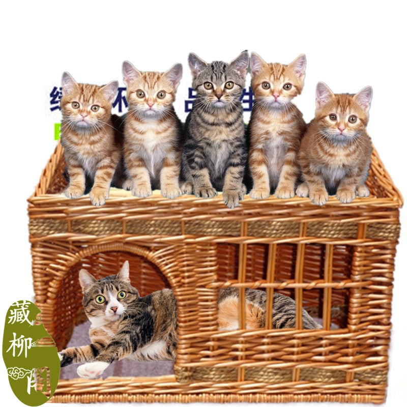 Rattan liubian knitted double layer pet nest cat pet supplies the dog teddy four seasons general