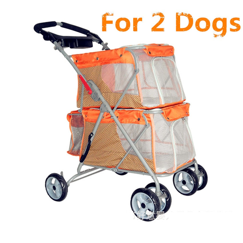 Export quality Pet Cat Stroller/Dog Strollers  Oxford folding pet gear for 2 dogs black pink