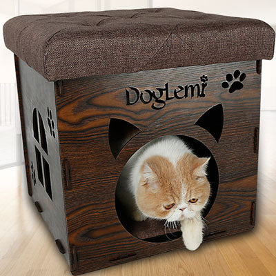Multi-functional Creative Stool Chair Pet Nest Wood Family Sitting Cats House Dog Bed Pet Puppy Warming Winter Nest Pet Supplies