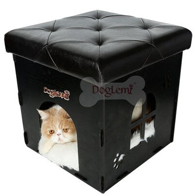 Multi-functional Creative Stool Chair Pet Nest Wood Family Sitting Cats House Dog Bed Pet Puppy Warming Winter Nest Pet Supplies