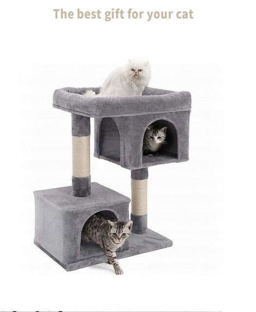 Cat Tree Tower Cat Wood Climbing Tree Cat Jumping Toy Scratching Cats Climb House Pet Supplies Playing Training Furniture