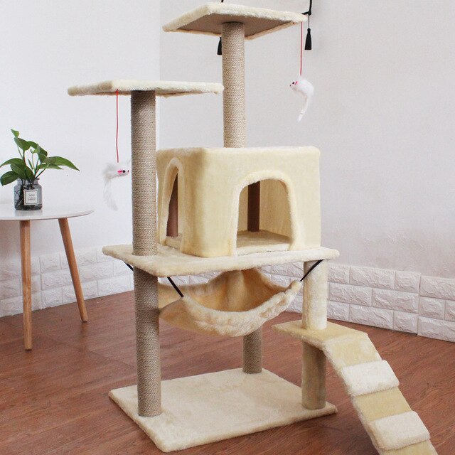 Pet Cat Climber Multi-layer Luxury Furniture Cat Scratching Post Climbing Tree Jumping Frame Toy with Ladder Cats House Supplies