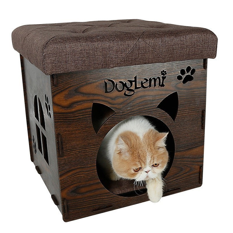 Cat House Foldable Home Leisure Stool Washable House For Cat Pet Summer Keep Warm Storage Stools With Cotton Pad Load 150kg