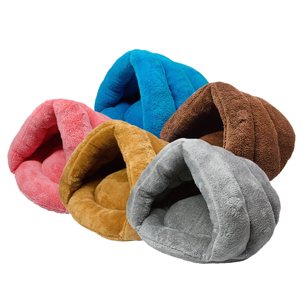 Winter Cat Bed Cave Warming Pet Sleeping Bag For Small Dog Kitty Hamster Soft Mat Washable Cats Nest Pink Plush Kitten Houses