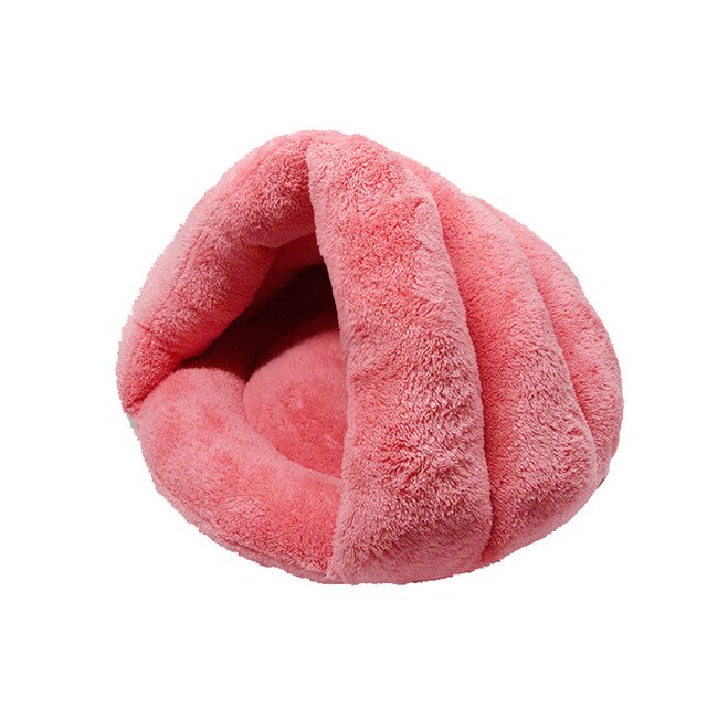 Winter Cat Bed Cave Warming Pet Sleeping Bag For Small Dog Kitty Hamster Soft Mat Washable Cats Nest Pink Plush Kitten Houses