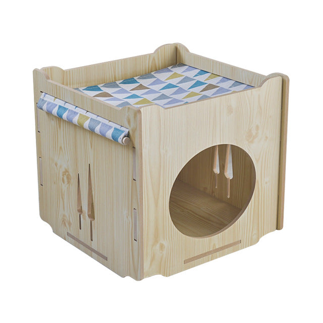 2019 Pet Cat Kennel Wooden House Home Cats Hammock House Warming Nest for All Cat Small Dogs House Bed Four Seasons Universal